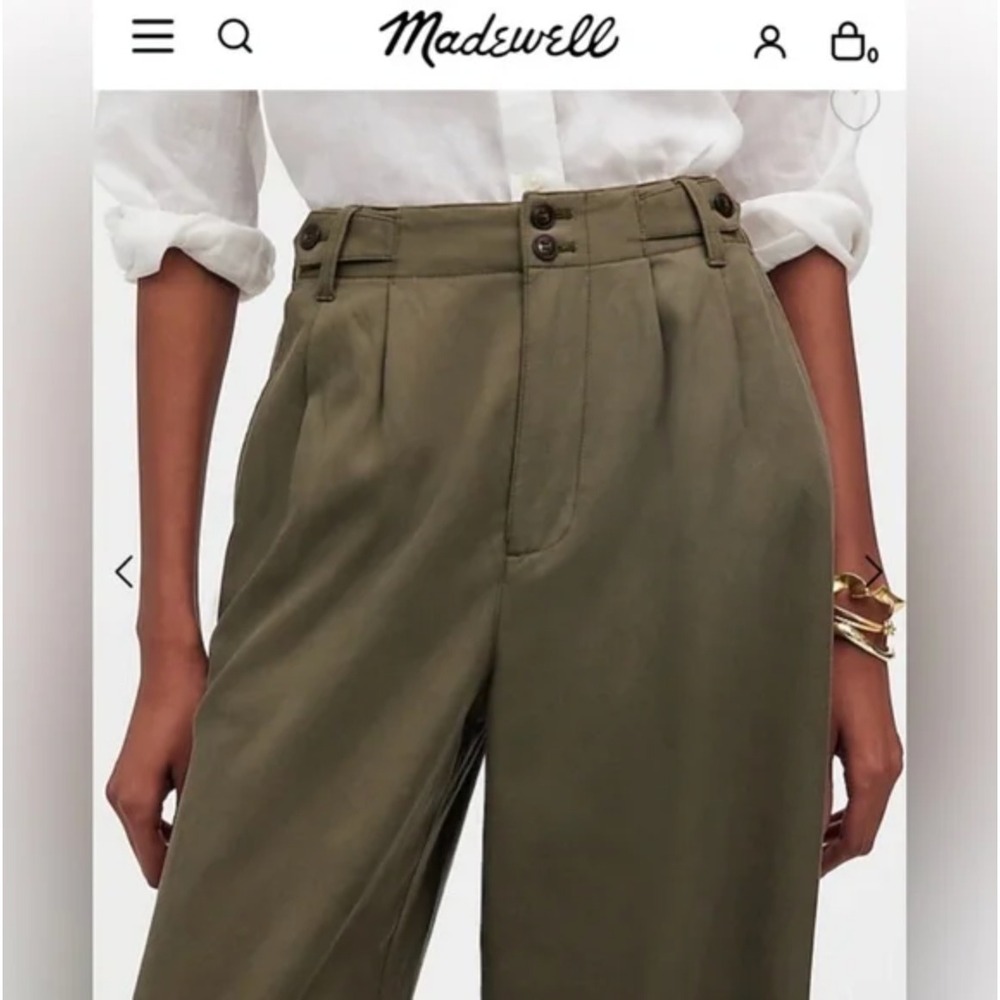 Madewell Olive Wide Leg Pants - Picture 2 of 12